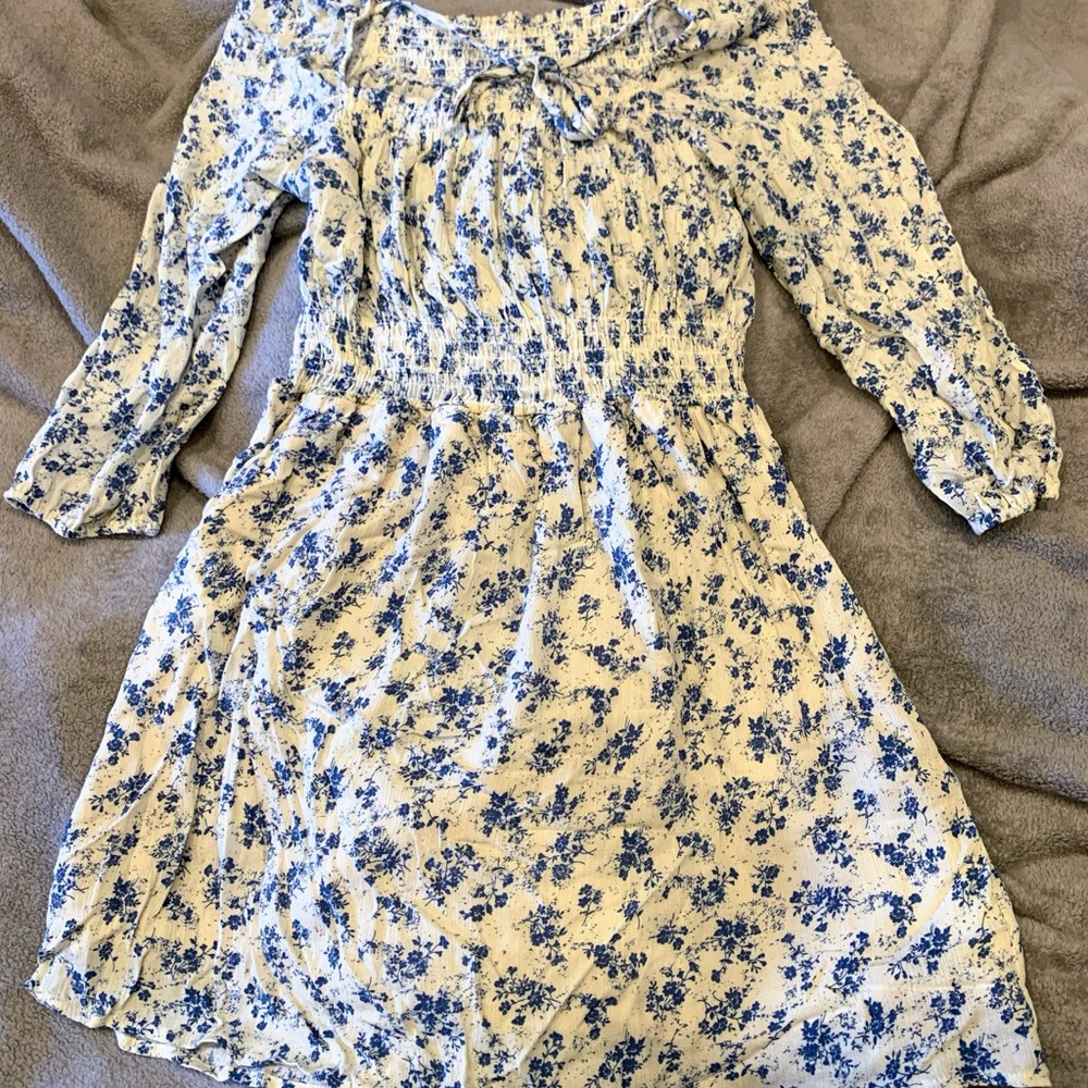 Floral Blue and White Spring Dress